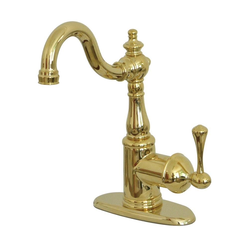 Elements of Design English Vintage Polished Brass Single-Handle Deck-Mount Bridge Kitchen Faucet with Deck Plate