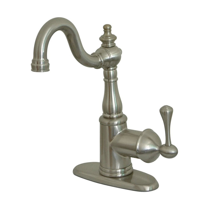 Elements of Design English Vintage Brushed Nickel Single-Handle Deck-Mount Bridge Kitchen Faucet with Deck Plate