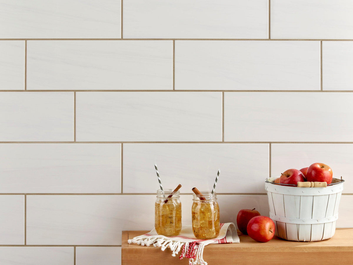 San Giorgio Belucci Bianca Polished Ceramic Tile, 6 x 18 - High Gloss Wall Tile