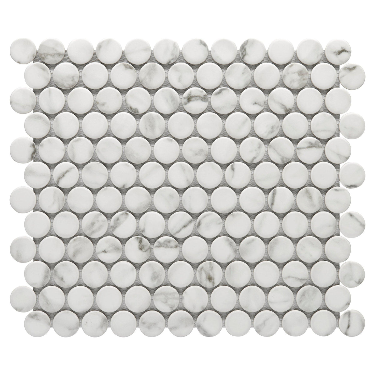 San Giorgio Carrara Catalina 1 in. Penny Porcelain Mosaic Tile - 12 x 12 Sheet