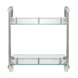 Oval 14.75 in. W Double Glass Wall Shelf with Pre-Installed Rails in Satin Nickel - Super Arbor
