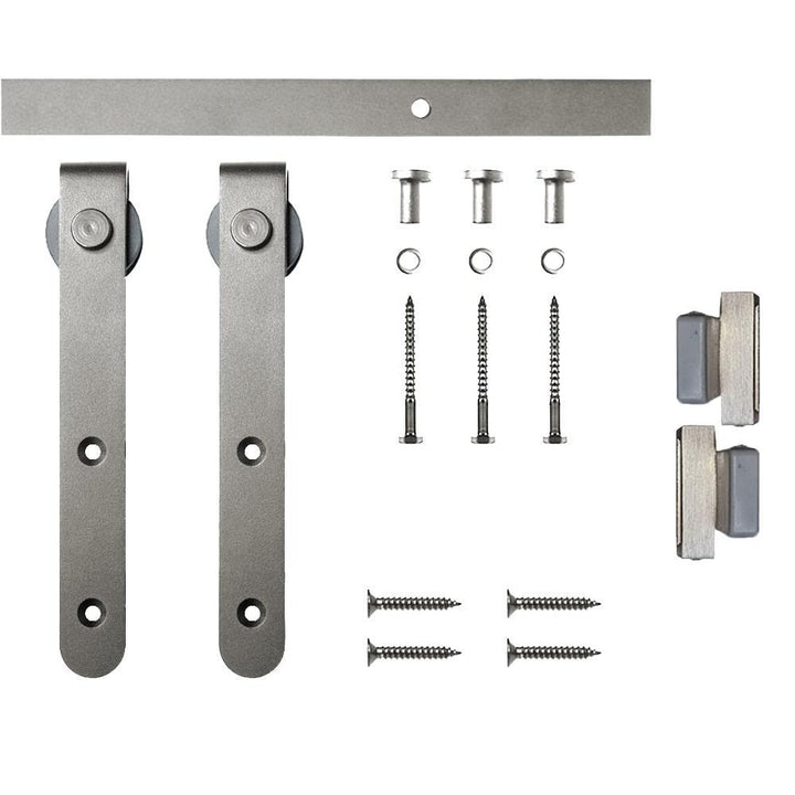 4 ft. Satin Nickel Round Hook Mini Sliding Barn Door Hardware Kit for Single Furniture Wood Doors - Super Arbor