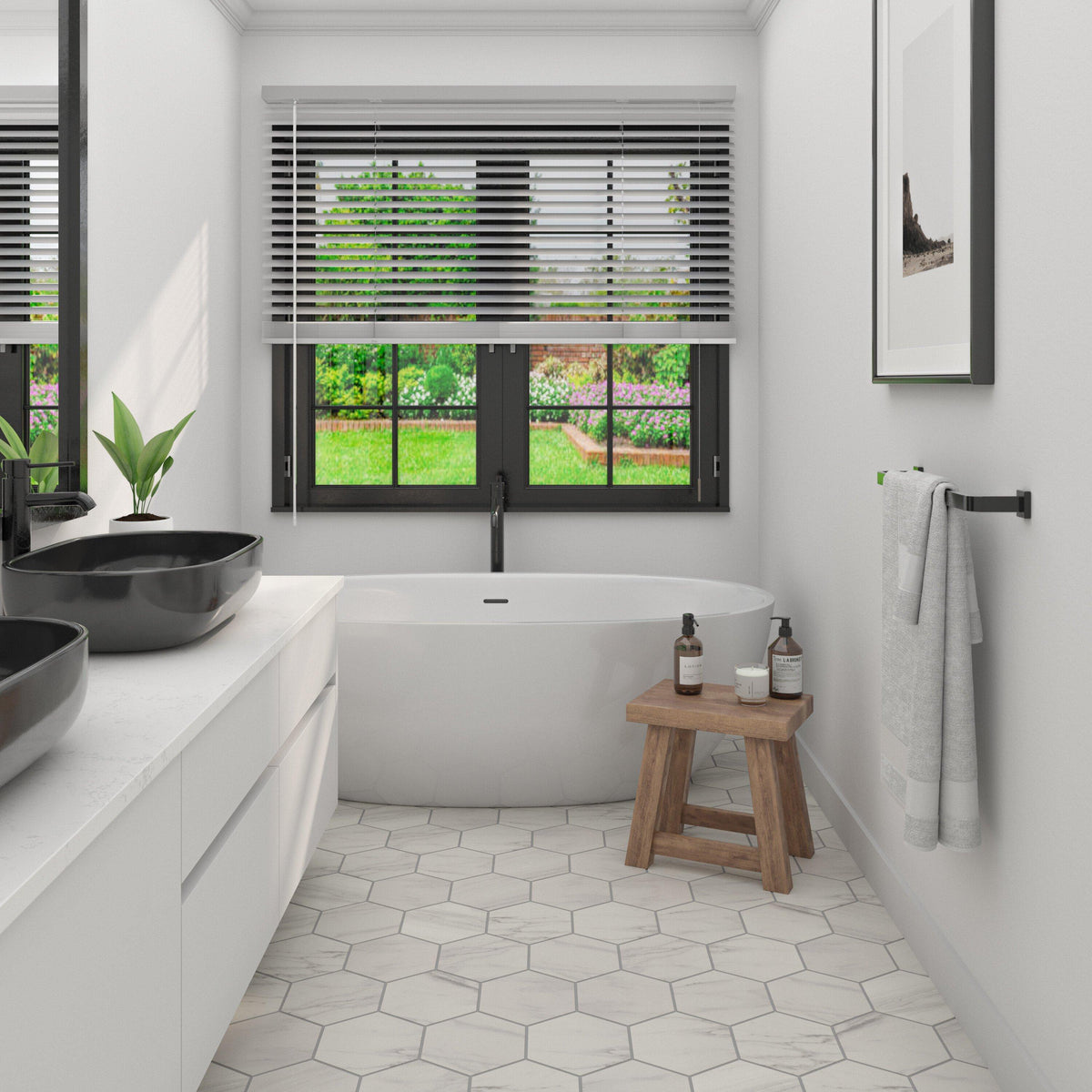 San Giorgio Marble Art Matte Hexagon Porcelain Tile - 8 x 9