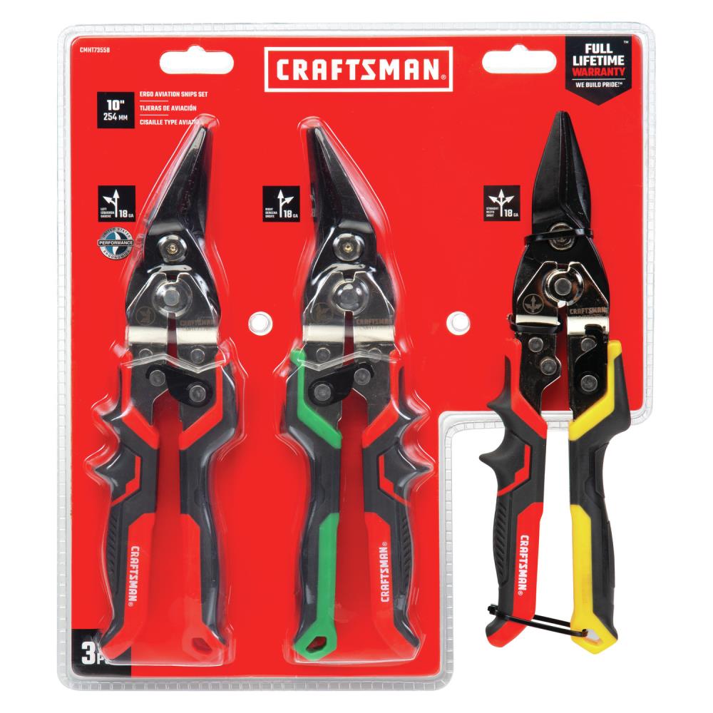 CRAFTSMAN 60CrV Aviation Tin Snips 3‑Piece Set (CMHT73558)