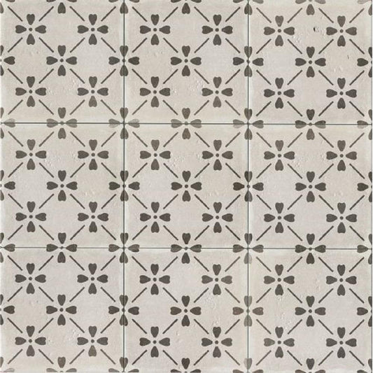 Bedrosians Palazzo Castle Graphite Bloom 12-in x 12-in Honed Porcelain Encaustic Floor and Wall Tile (9.79-sq. ft/ Carton)