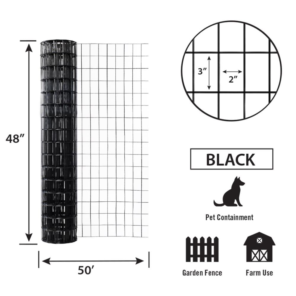 GARDEN CRAFT Black Steel Welded Wire Fencing, 50-Ft x 4-Ft, PVC-Coated