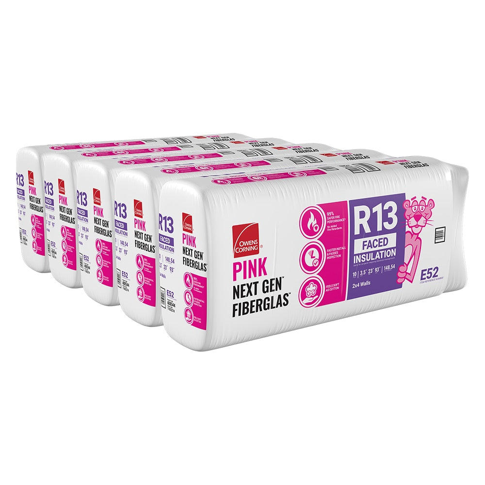 Owens Corning EcoTouch R-13 Kraft Faced Fiberglass Insulation Batts, 23 in. W x 93 in. L, 148.54 sq. ft. Coverage