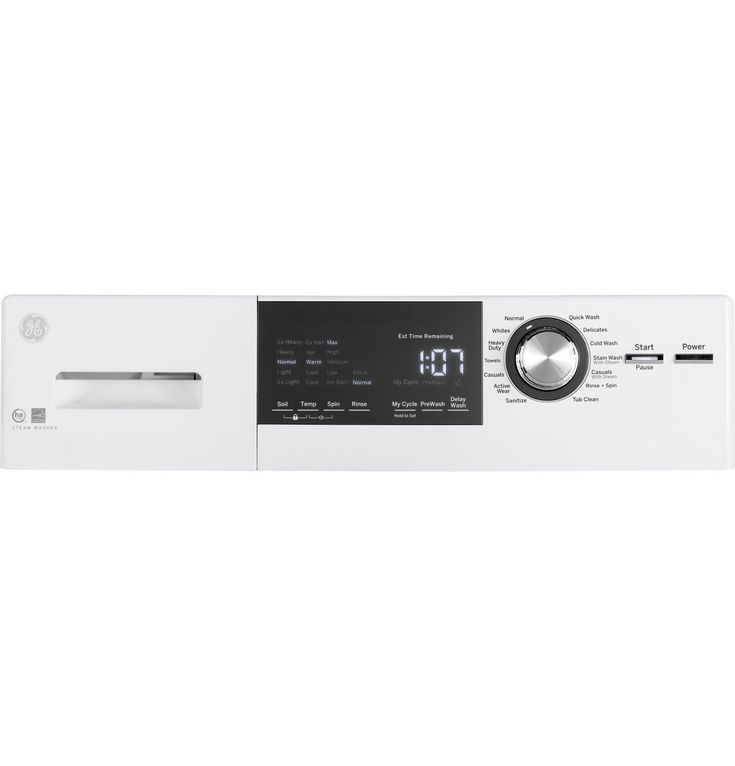 GE 2.4 cu. ft. High-Efficiency Stackable White Front Loading Washing Machine with Steam, ENERGY STAR