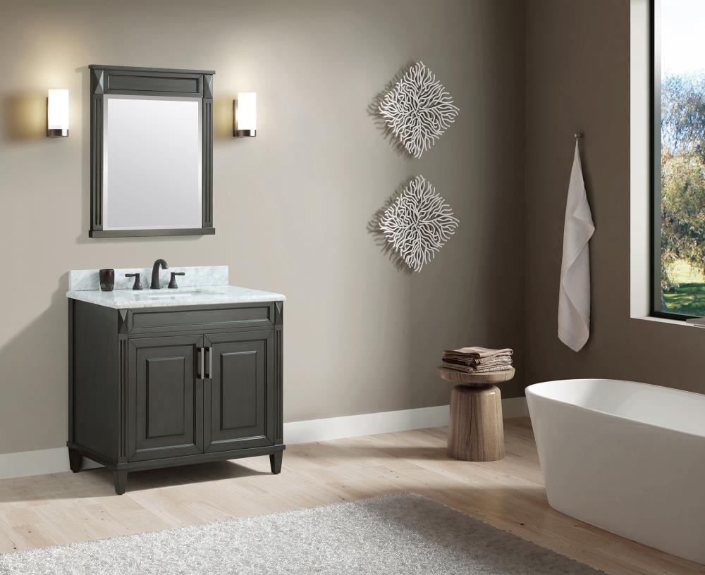 Studio Design Collection Sterling 37 in. Vanity with Carrara Marble Top, Single Sink, Charcoal