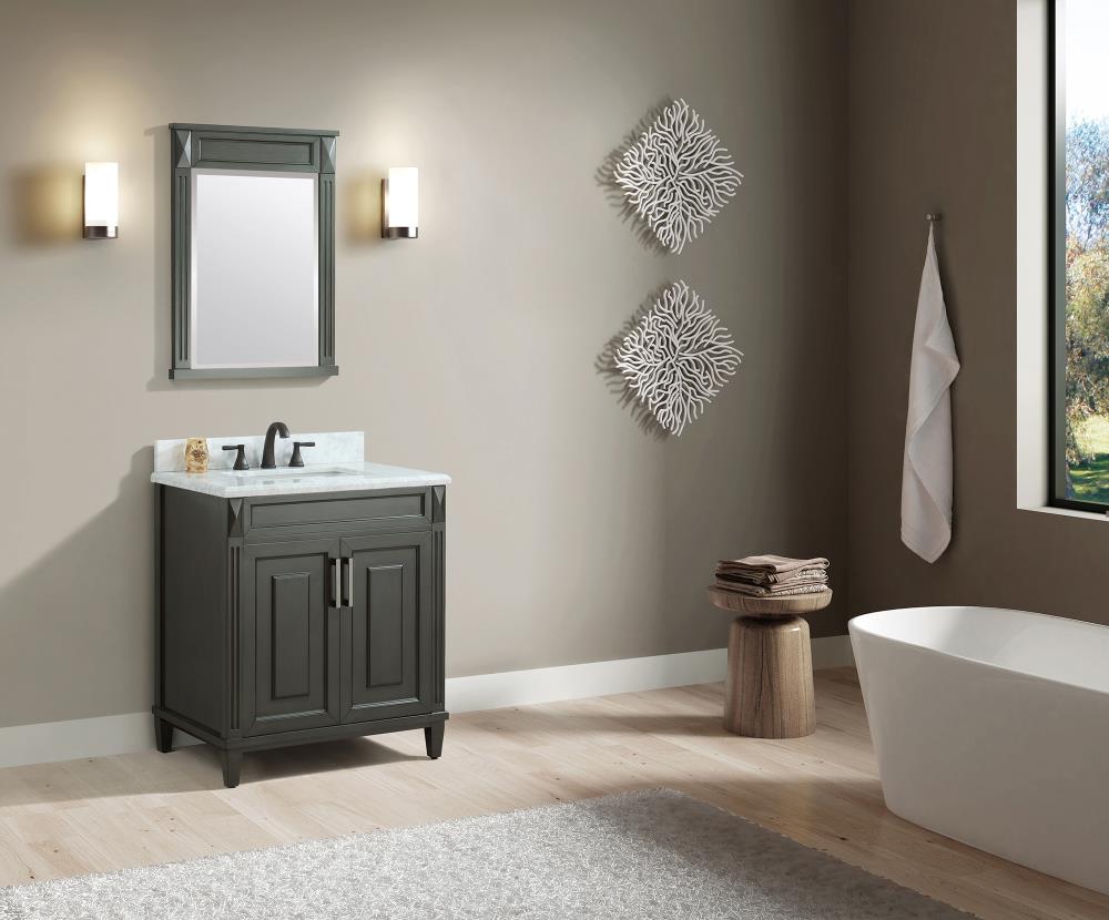 Sterling 31 in. Charcoal Single Sink Bathroom Vanity with Carrara Marble Top