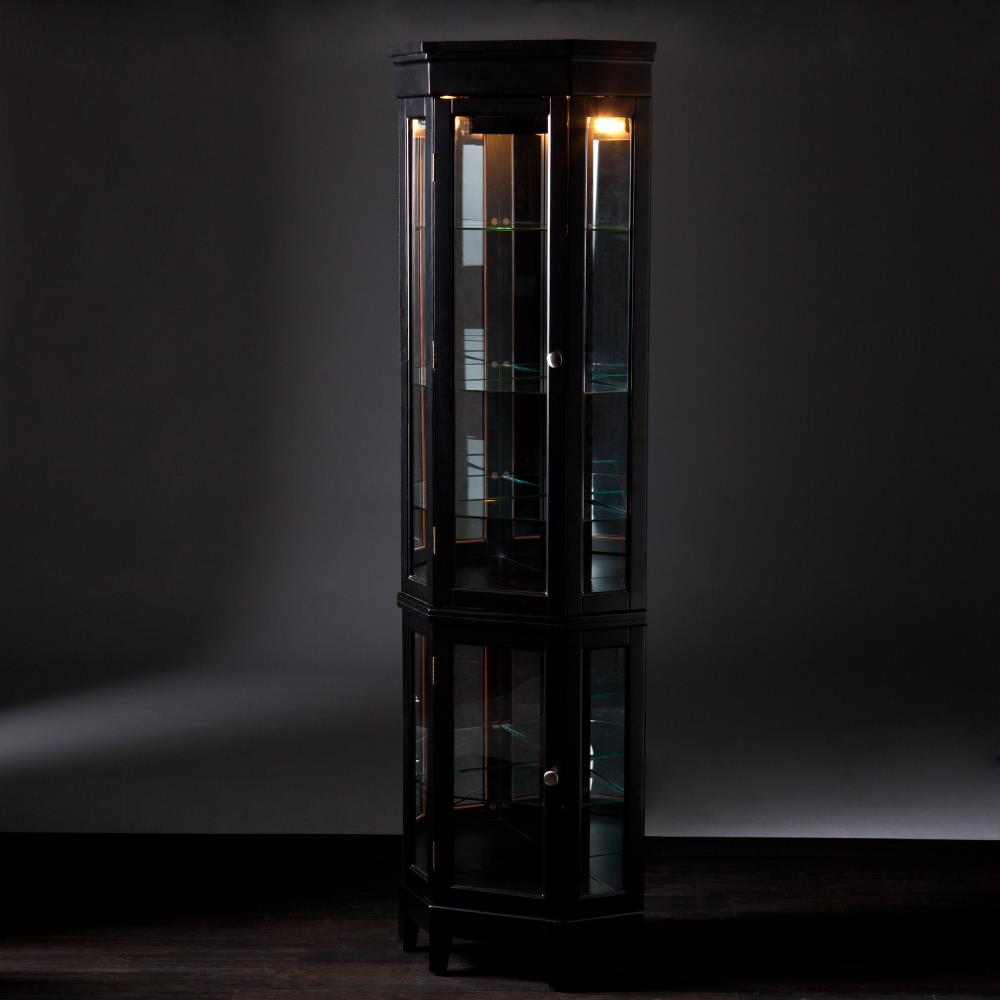 Boston Loft Furnishings Nakasi Transitional Black Wood Pine Curio Cabinet