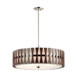 Kichler Cirus 5-Light Auburn Stained Transitional Etched Glass Drum Large Hanging Pendant Light