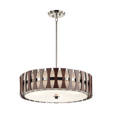 Kichler Cirus 4-Light Auburn Stained Transitional Etched Glass Drum Large Hanging Pendant Light