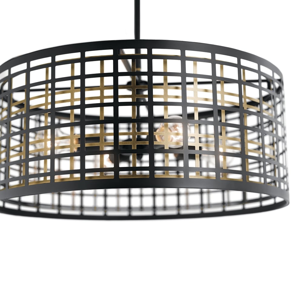 Kichler Aldergate 4-Light Black/Gold Modern/Contemporary Drum Large Hanging Pendant Light