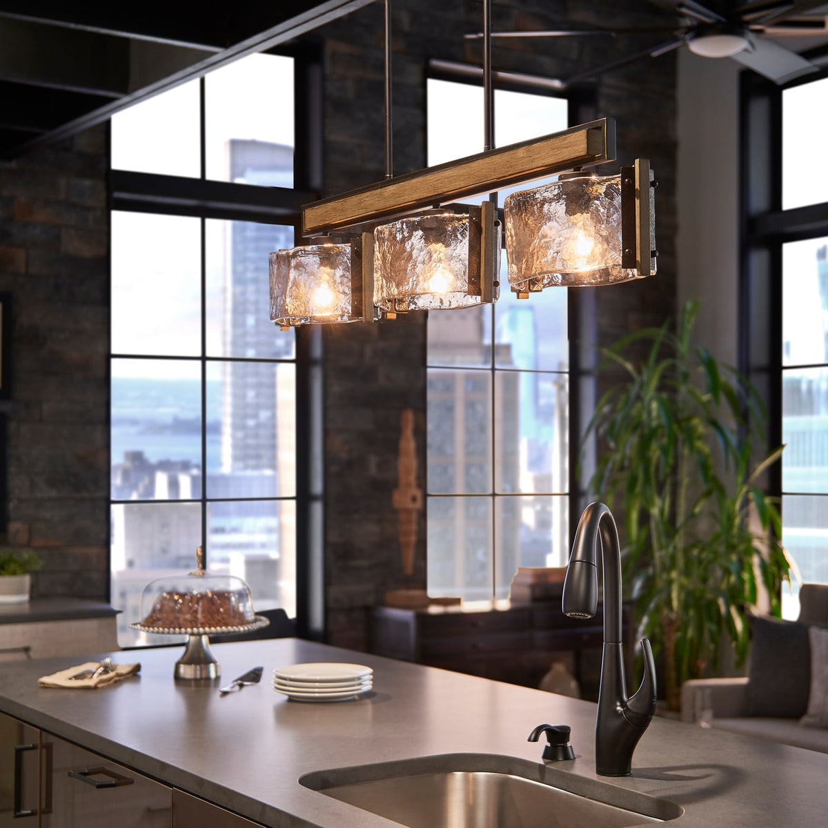 Kichler Aberdeen 3-Light Bronze Farmhouse Chandelier