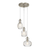 Kichler Riviera 3-Light Brushed Nickel Transitional Ribbed Glass Medium Hanging Multi-light
