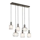 Kichler Riviera 6-Light Olde Bronze Transitional Ribbed Glass Large Hanging Multi-light