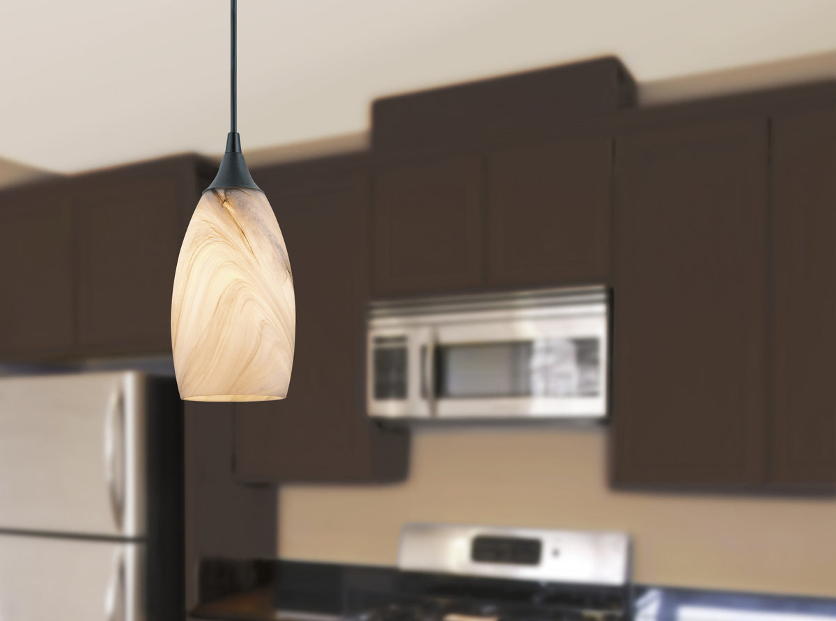 Portfolio Matte Black Transitional Teardrop Pendant Light