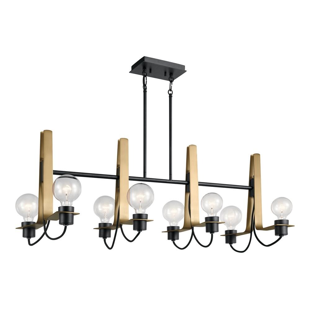 Kichler Arvela 8-Light Black Modern/Contemporary Linear Kitchen Island Light, 38.25-in