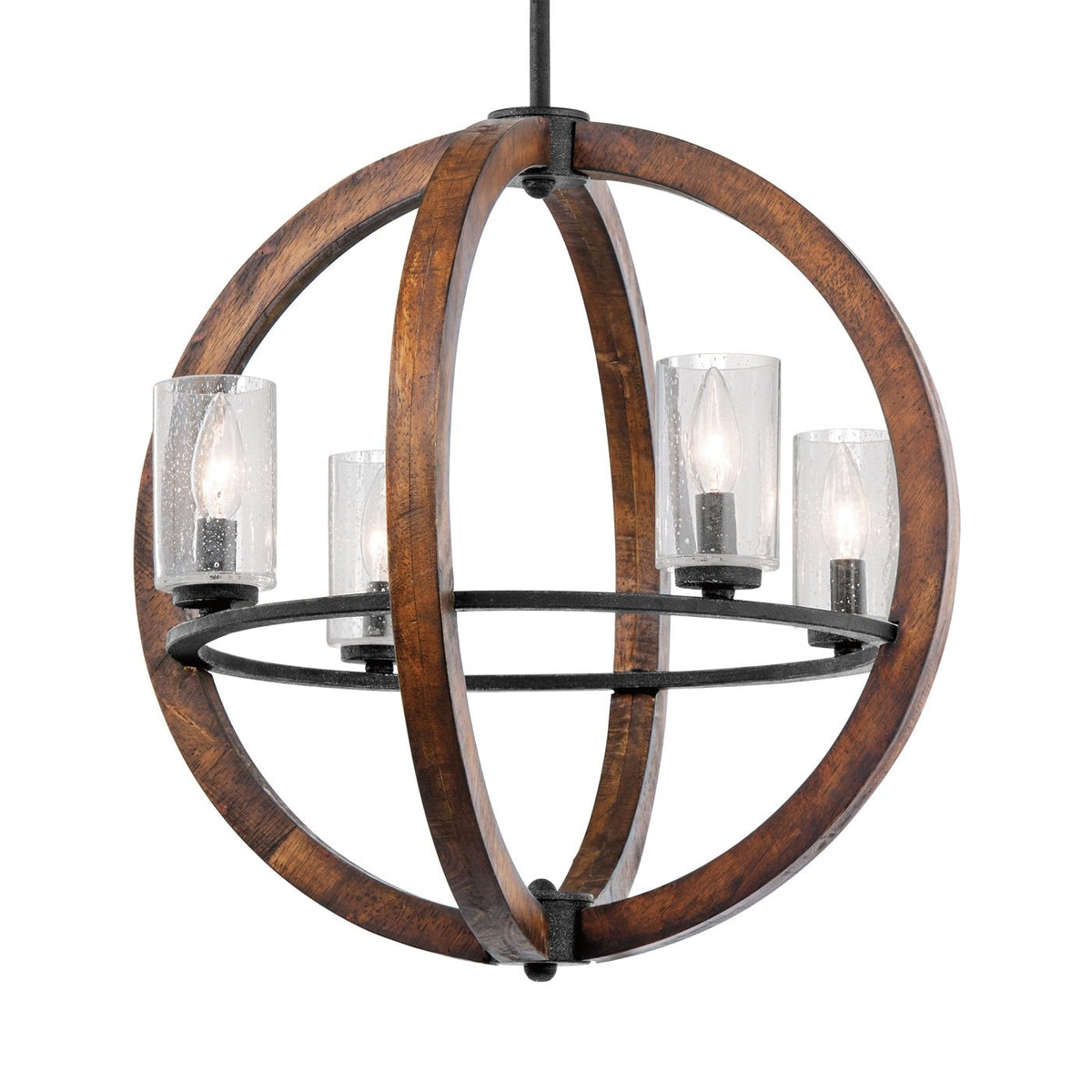Kichler Grand Bank 4-Light Brown Farmhouse Cage Chandelier