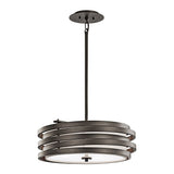 Kichler Roswell 3-Light Olde Bronze Modern/Contemporary Etched Glass Geometric Medium Hanging Single