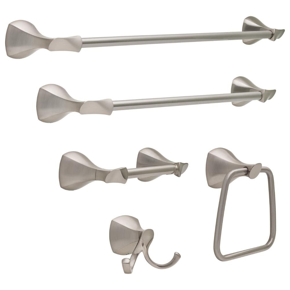 Delta Sandover Double Towel Hook with SpotShield Brushed Nickel Finish, 3.31 in H x 4.29 in W x 2.80 in D