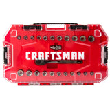 CRAFTSMAN VERSASTACK 24-Piece Standard (SAE) and Metric Gunmetal Chrome Mechanics Tool Set, 1/4-in Drive, Hard Case