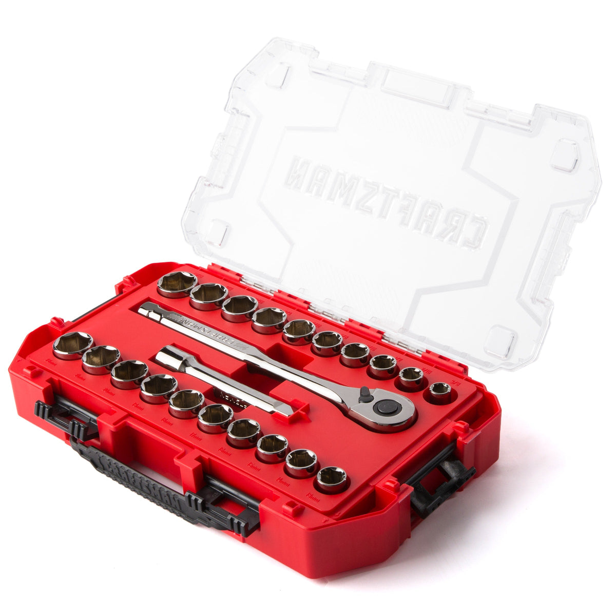 CRAFTSMAN VERSASTACK 22-Piece SAE/Metric Gunmetal Chrome Mechanics Tool Set, 1/2-in Drive
