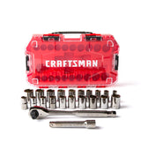 CRAFTSMAN VERSASTACK 22-Piece SAE/Metric Gunmetal Chrome Mechanics Tool Set, 1/2-in Drive