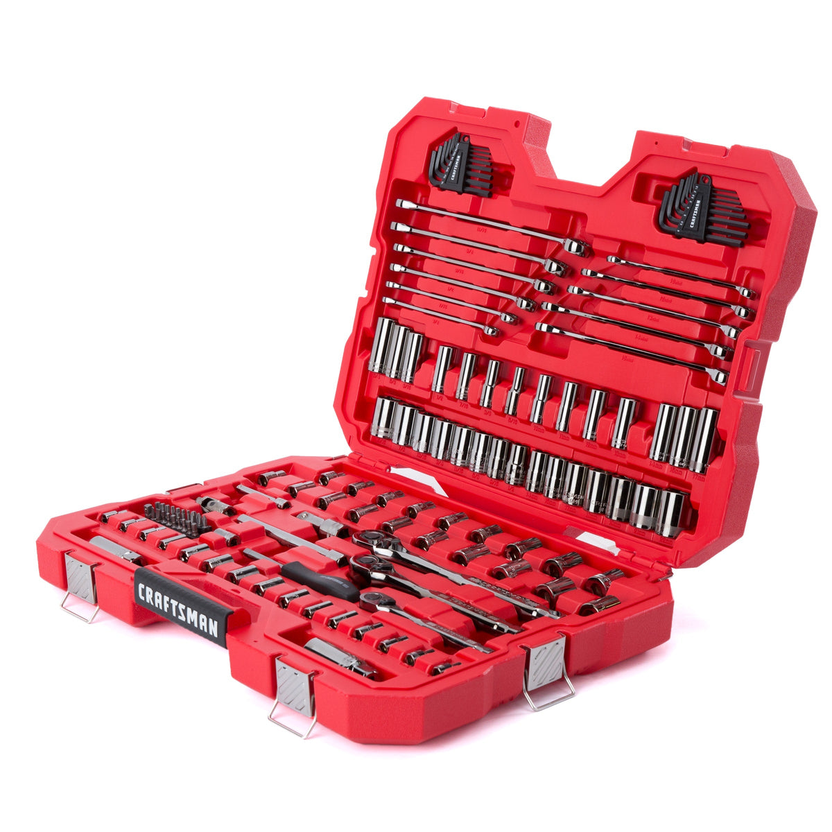 CRAFTSMAN 121-Piece Standard (SAE) and Metric Combination Gunmetal Chrome Mechanics Tool Set with Hard Case