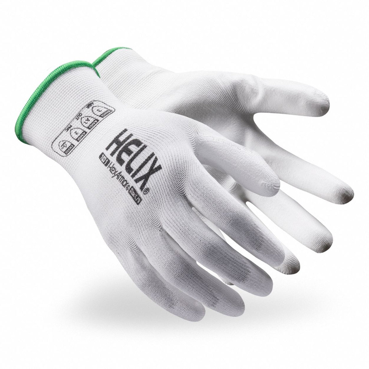 HEXARMOR Helix GP Cut-Resistant Knit Gloves - XS, White Polyurethane Coated