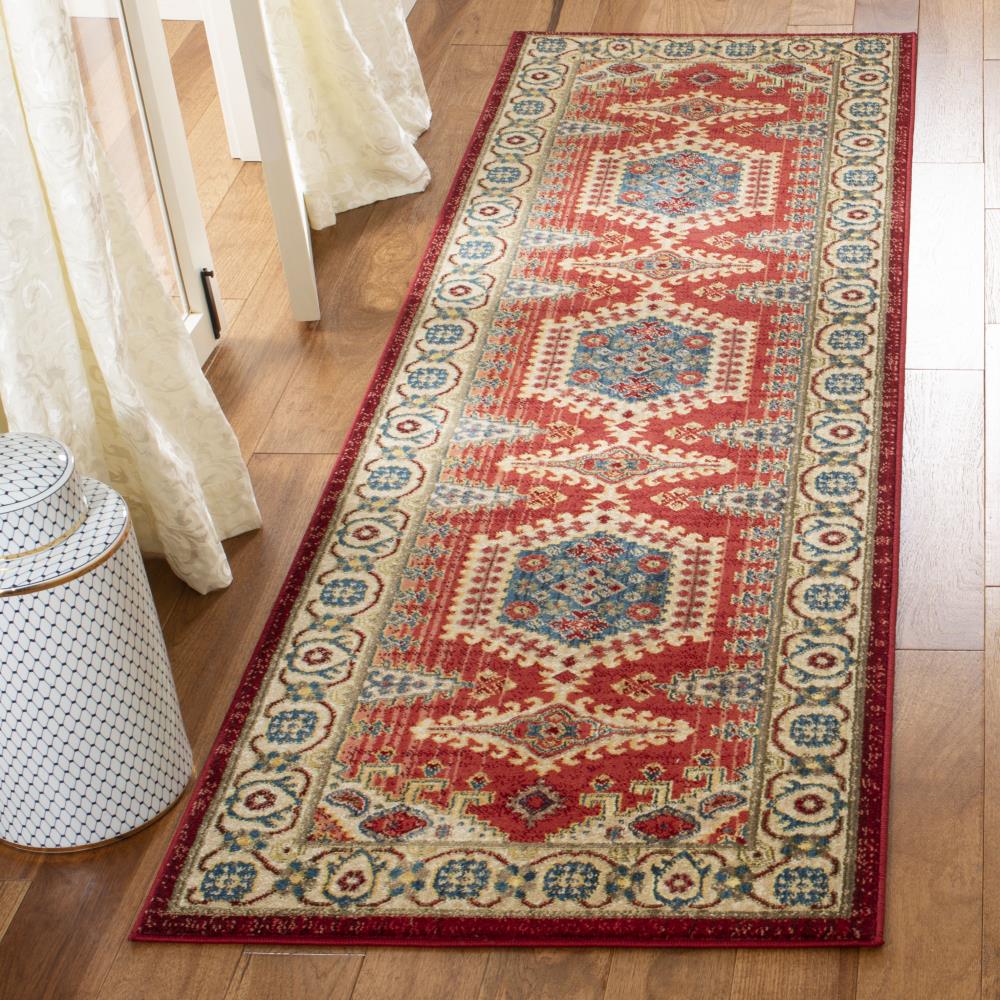 Safavieh Kashan Gayla 3 x 8 Red/Ivory Indoor Floral/Botanical Oriental Runner