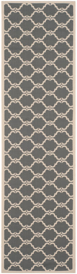 Safavieh Courtyard Aldo 2 x 12 Anthracite/Beige Indoor/Outdoor Trellis Coastal Runner