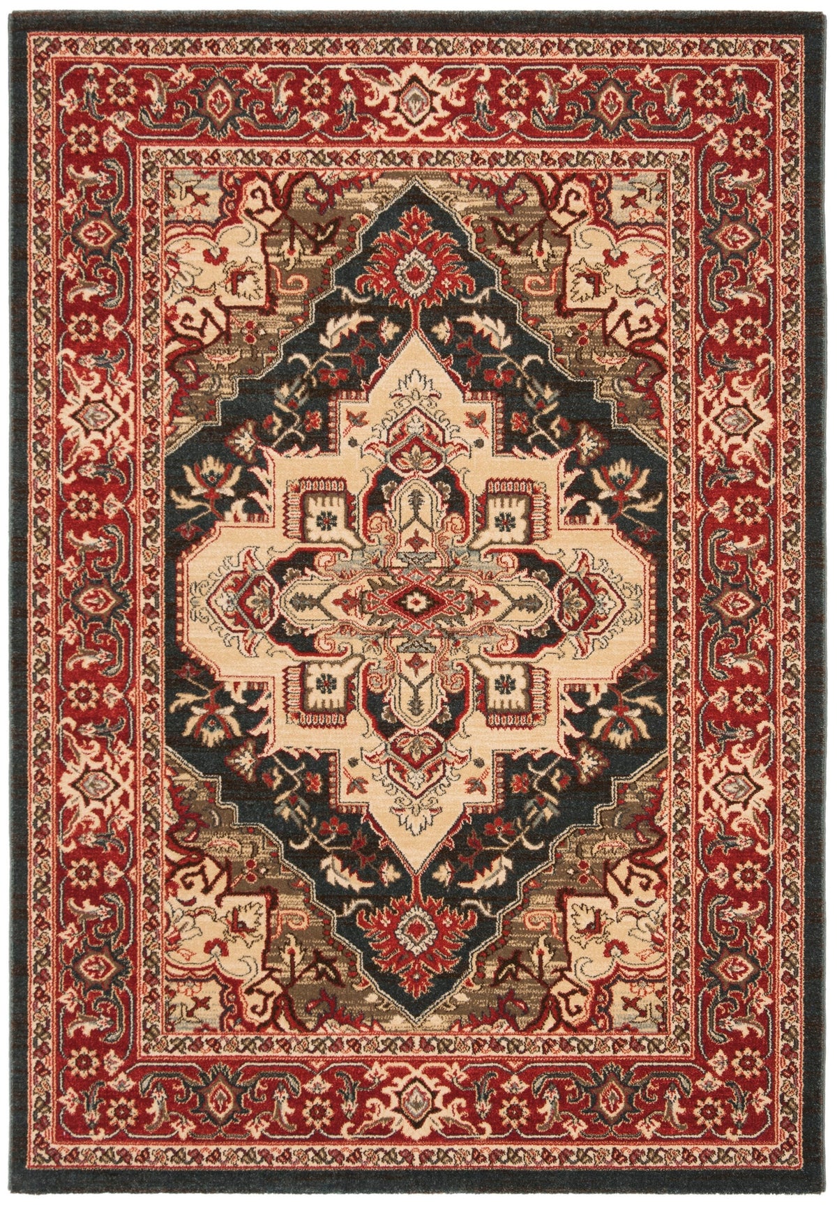 Safavieh Mahal Zaloa 4 x 6 Navy/Red Indoor Floral/Botanical Oriental Area Rug