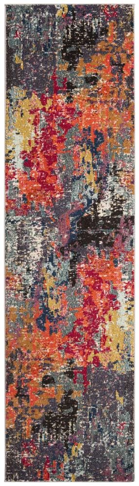 Safavieh Monaco Olea 2 x 8 Blue/Orange Indoor Abstract Bohemian/Eclectic Runner
