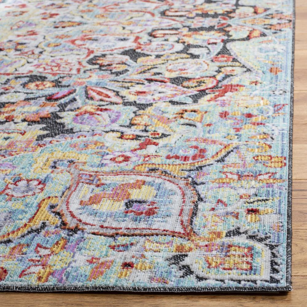 Safavieh Provance Arles 2 x 8 Aqua/Black Indoor Floral/Botanical Vintage Runner Rug
