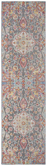 Safavieh Provance Arles 2 x 8 Aqua/Black Indoor Floral/Botanical Vintage Runner Rug
