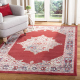 Safavieh Merlot Mitra 6 x 6 Red/Aqua Square Indoor Floral/Botanical Oriental Area Rug