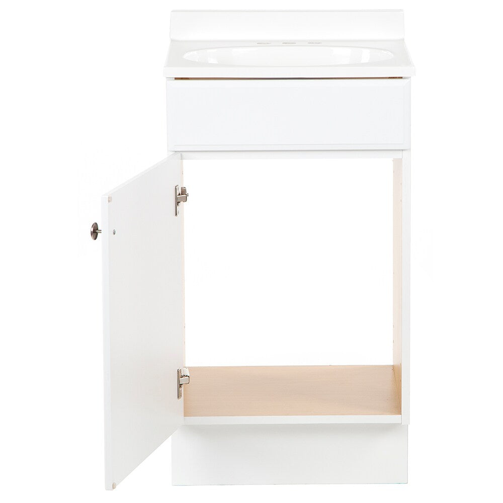 Project Source 18.6-in White Single Sink Bathroom Vanity with White Cultured Marble Top