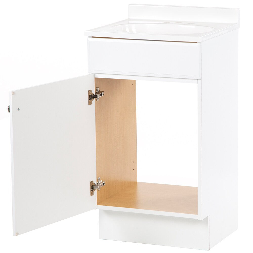 Project Source 18.6-in White Single Sink Bathroom Vanity with White Cultured Marble Top