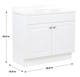 Project Source 36.5-in White Single Sink Bathroom Vanity with White Cultured Marble Top