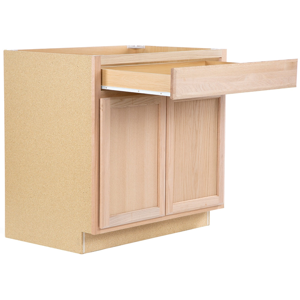 Project Source Oak Brook 36-in W x 35-in H x 23.75-in D Natural Unfinished Oak 1-Drawer Base Fully Assembled Cabinet (Flat Panel Square Style)