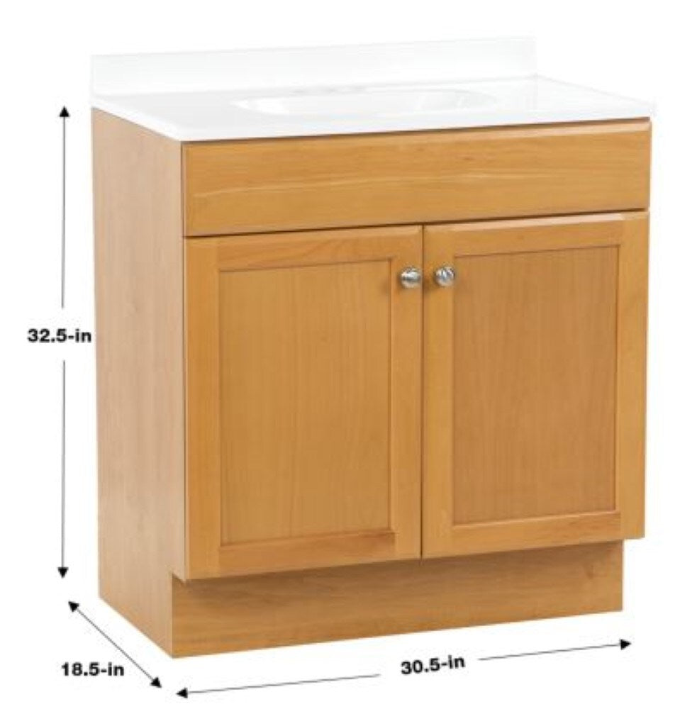 Project Source 30-in Golden Single Sink Bathroom Vanity with White Cultured Marble Top