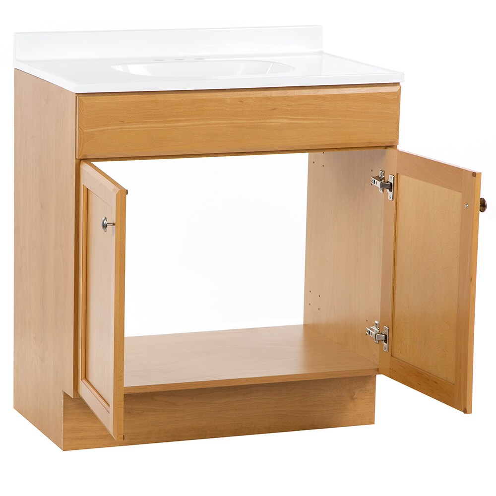Project Source 30-in Golden Single Sink Bathroom Vanity with White Cultured Marble Top