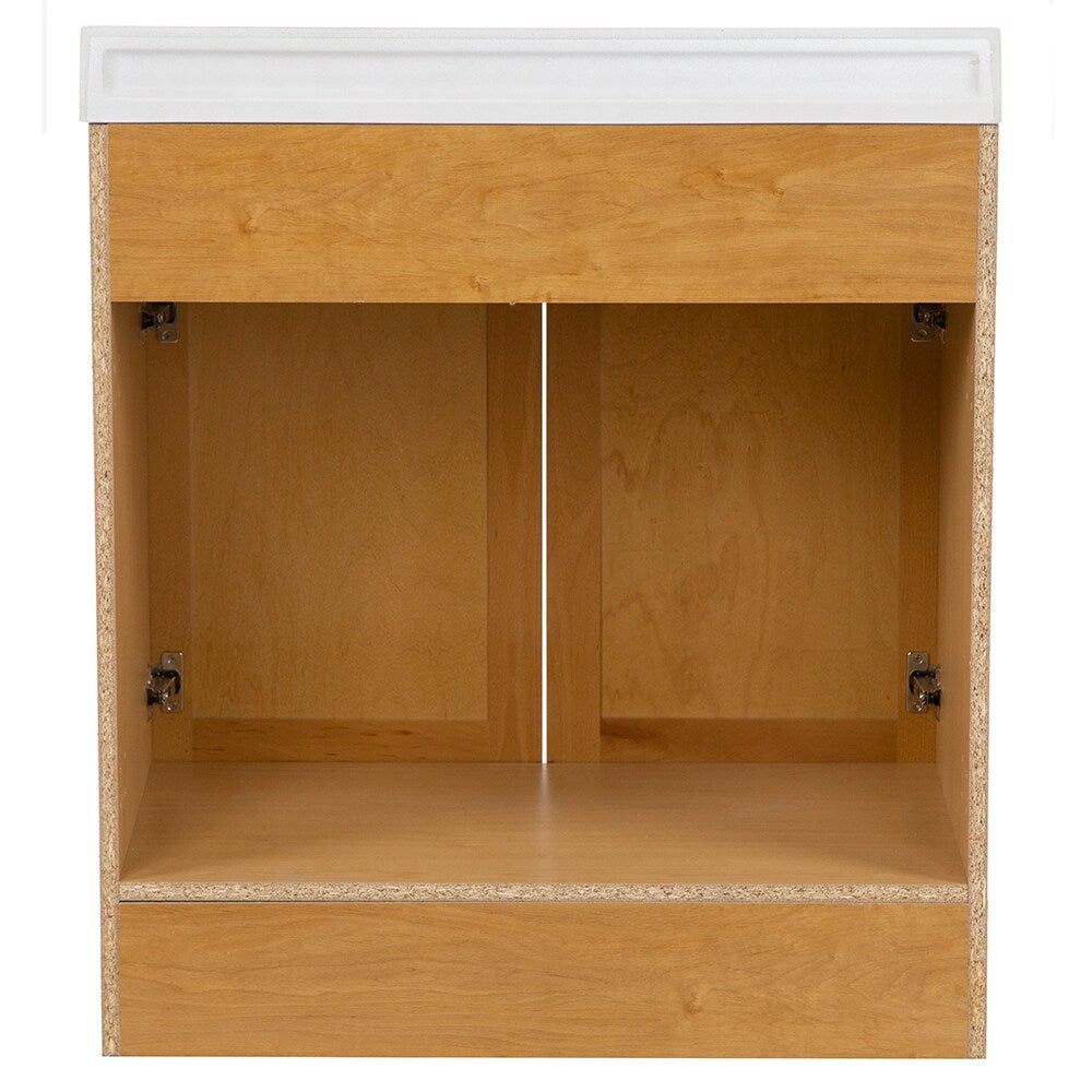 Project Source 30-in Golden Single Sink Bathroom Vanity with White Cultured Marble Top