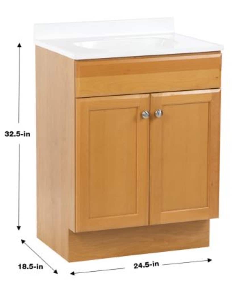 Project Source 24-in Golden Single Sink Bathroom Vanity with White Cultured Marble Top