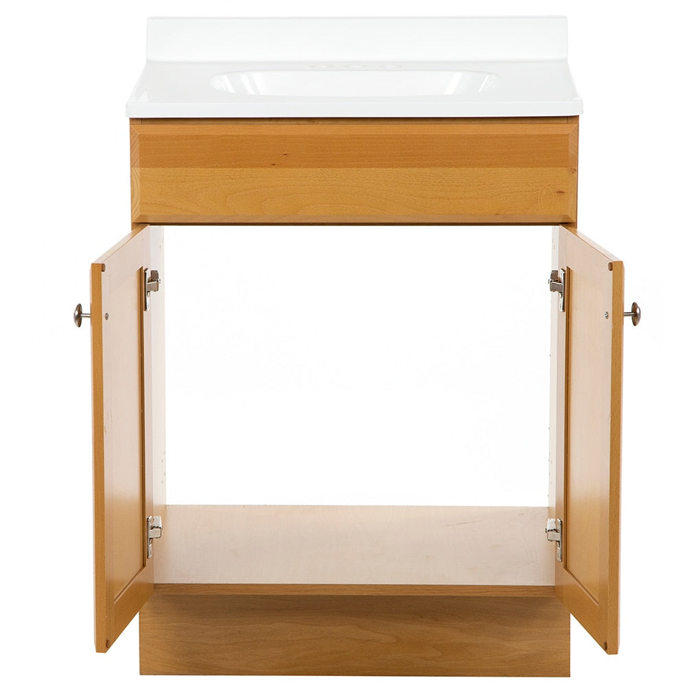Project Source 24-in Golden Single Sink Bathroom Vanity with White Cultured Marble Top