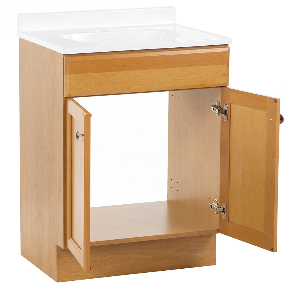 Project Source 24-in Golden Single Sink Bathroom Vanity with White Cultured Marble Top
