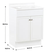 Project Source 24-in White Shaker Single Sink Bathroom Vanity with White Cultured Marble Top