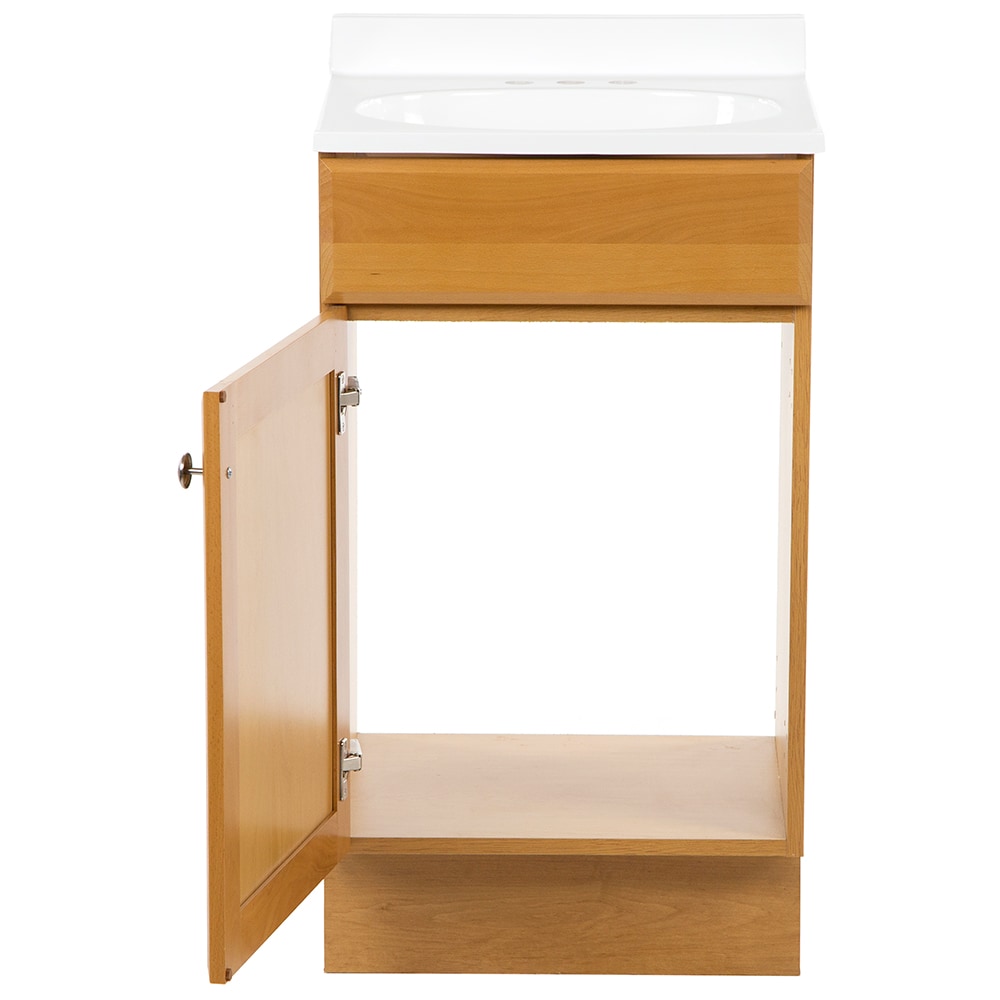Project Source 18-in Golden Single Sink Bathroom Vanity with White Cultured Marble Top